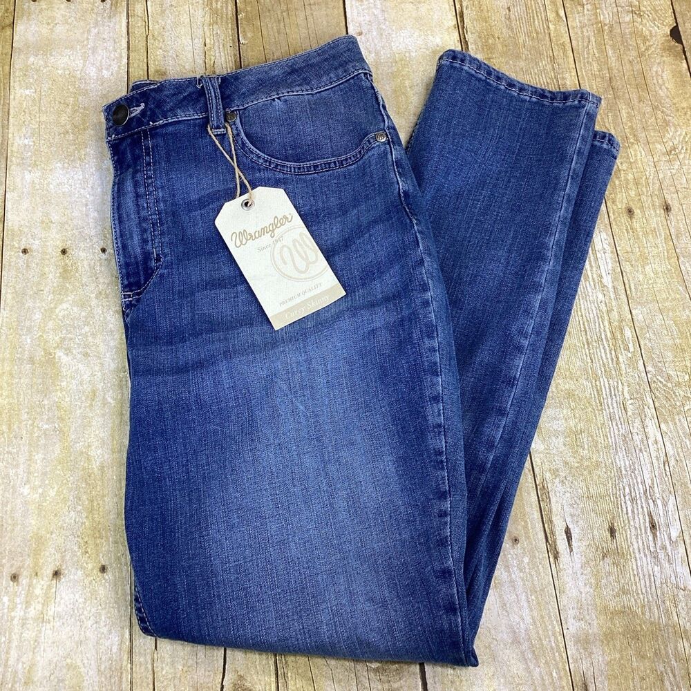 Wrangler Denim Curvy Skinny Jeans Womens Size 16 Premium New With Tags Stretch